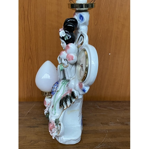 706 - Vintage Japanese Geisha Porcelain Figure/Table Lamp (No Shade)/Clock