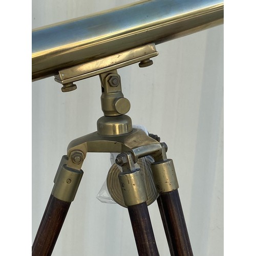 711 - Vintage Extra Tall and Heavy Brass Telescope on Tripod Stand with Fabulous Aged Brass Patina