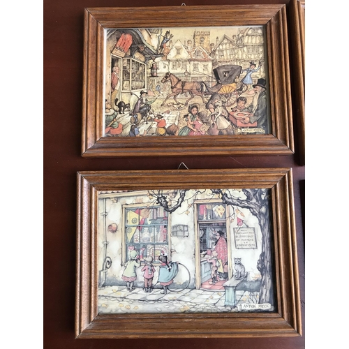 333 - x4 Small Vintage English Prints Incl. 2 of Anton Pieck