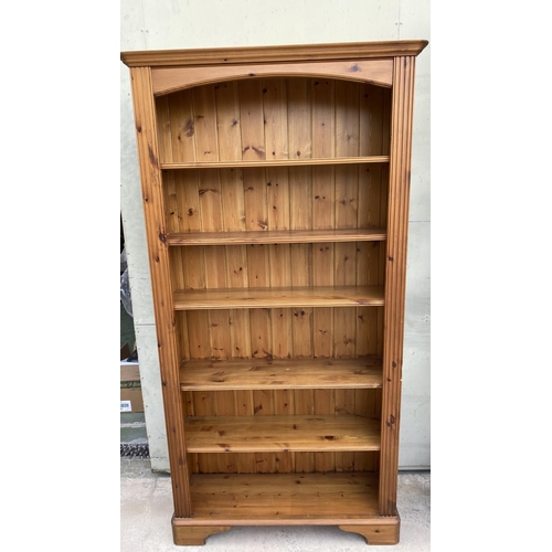 6 - Solid Pine Wood 5-Shelve Bookcase (92 W. x 27 D. x 188cm H.)