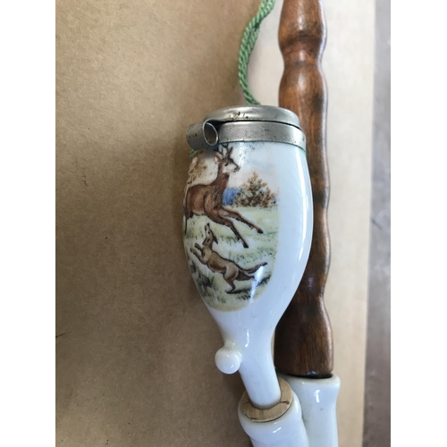 361 - Vintage Long Porcelain Hunting Pipe