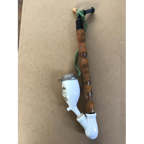 361 - Vintage Long Porcelain Hunting Pipe