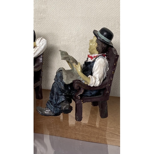 15 - Pair of Vintage Resin Stan Laurel and Oliver Hardy Sitting on Chair Book Ends (14cm H./each)