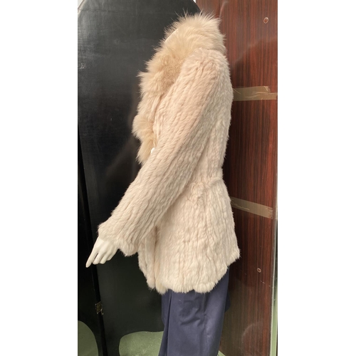 159 - Sensation Folie Beige Rabbit Fur Women's Jacket Size L