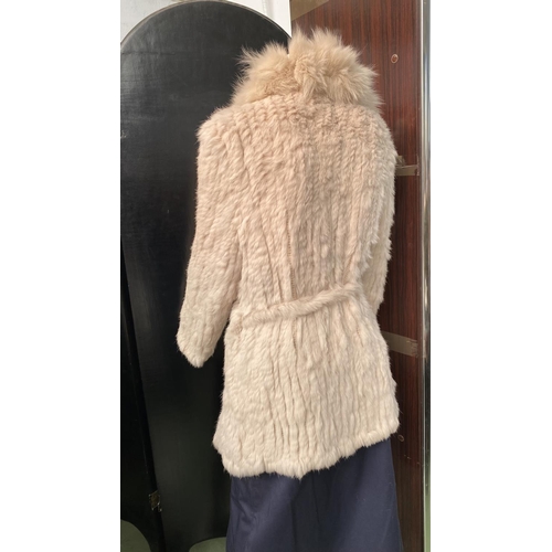 159 - Sensation Folie Beige Rabbit Fur Women's Jacket Size L