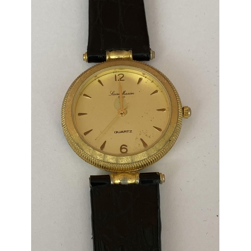 127 - Saint Maxim Paris Leather Strap Quartz Watch (Needs Battery)