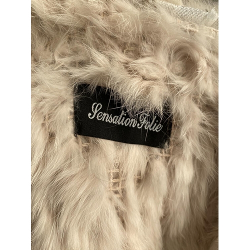 159 - Sensation Folie Beige Rabbit Fur Women's Jacket Size L