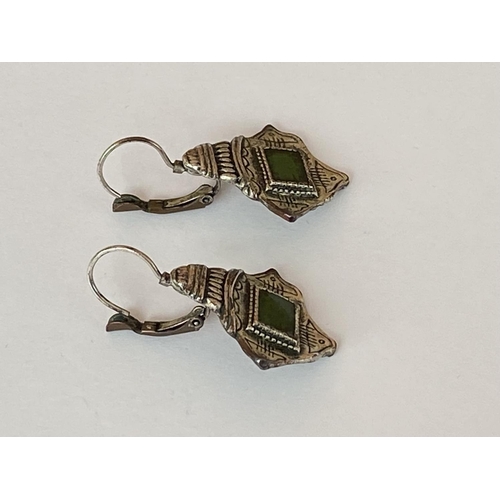 207 - Faux Bijoux Green Enamel Earrings