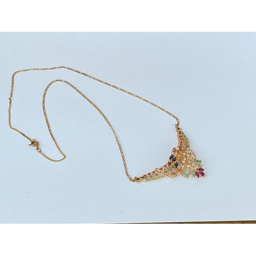 64 - Beautiful Lebanese 18k Gold Ruby Emerald Sapphire Diamond Necklace