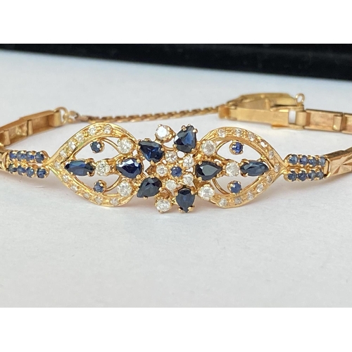 65 - Lebanese Gold Sapphire and Zirconia Bracelet