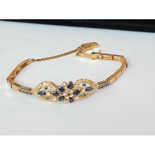 65 - Lebanese Gold Sapphire and Zirconia Bracelet