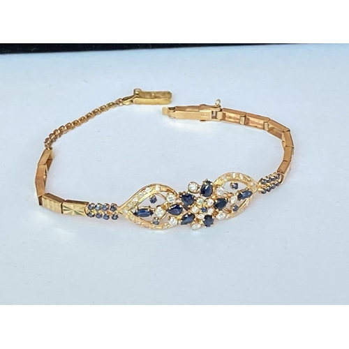 65 - Lebanese Gold Sapphire and Zirconia Bracelet