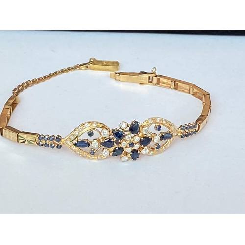 65 - Lebanese Gold Sapphire and Zirconia Bracelet