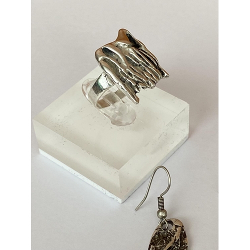 66 - Silver 925 Designer Ring and Earrings (23gr)