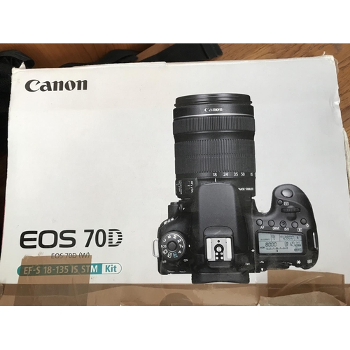 95 - Canon EOS 70D Digital SLR Camera with Canon EF-S 18-135 Lens, Charger, Cambofoto Tripod, Lowepro Cam... 