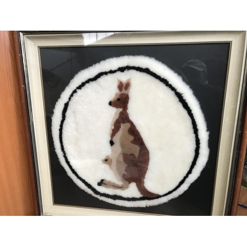 308 - Kangaroo Natural Wool Rug Oil Painting (71 x 71cm)