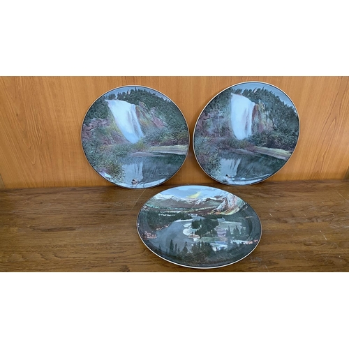 363 - x3 Royal Doulton Decorative Plates with Montmorency Falls and Banff National Park Depictions