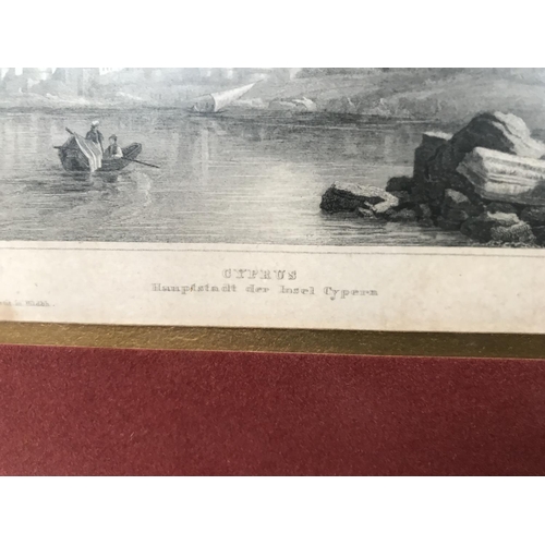 277 - Antique Cyprus Themed Swedish Gravure (30 x 28cm)