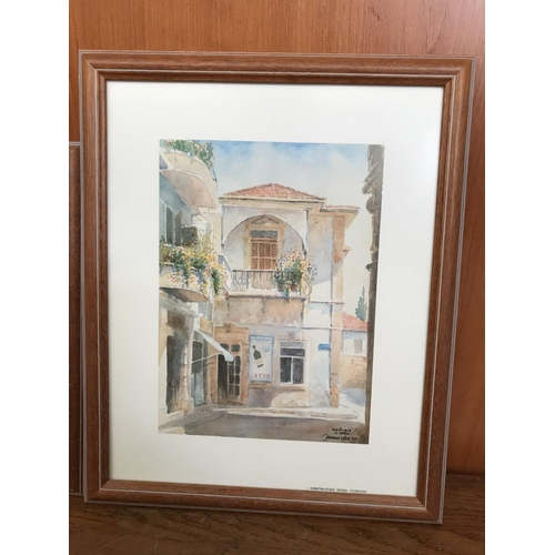 283 - x2 'Anthony Kalas 94' Old Nicosia Framed Prints (Appr. 30 x 26/each)