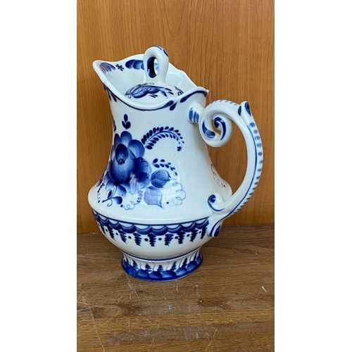 120 - Russian Gzhel Blue and White Water Jug