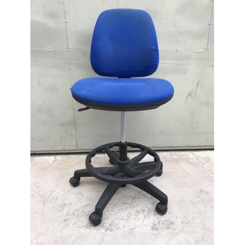 87 - Office Blue & Black Swivel Chair on Castors