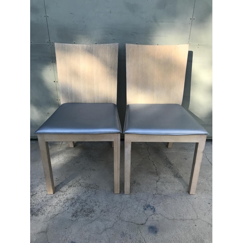 189 - x2 Modern Wooden Dining Chairs with Silver Padded Seat