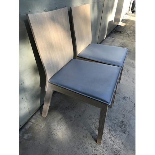 189 - x2 Modern Wooden Dining Chairs with Silver Padded Seat