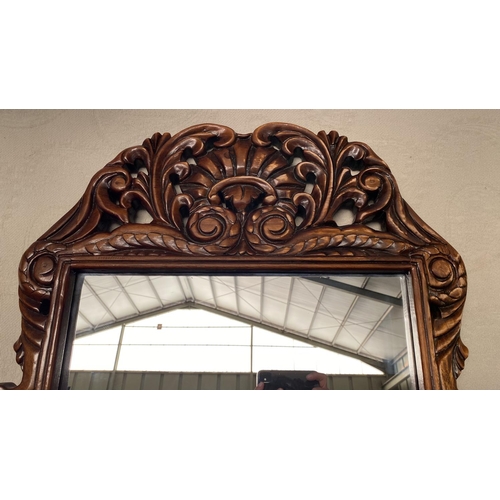 79 - Carved Solid Wood Wall Decorative Mirror (58 x 98cm)