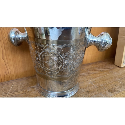 90 - Vintage Silver Plated Embossed Ice Bucket (19cm H.)