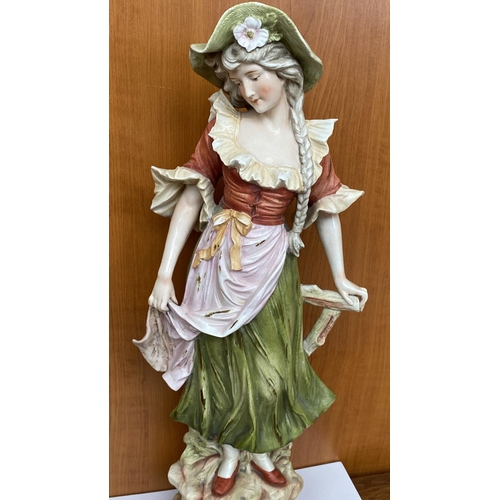 94 - Antique Ceramic Lady Figurine (44cm H.)