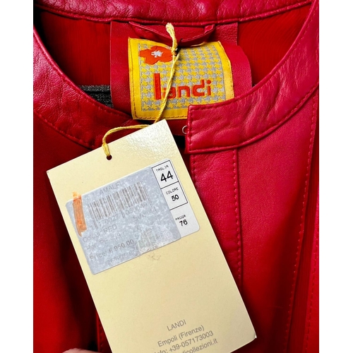 269 - Landi Fancy Ladies Red Leather Coat Size 44