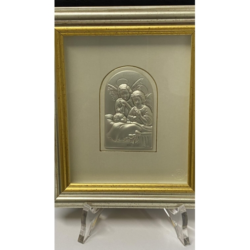 280 - Original Leader Argenti Silver 925 Plague Framed Art Signed on Stand in Original box (Unused - 14 x ... 