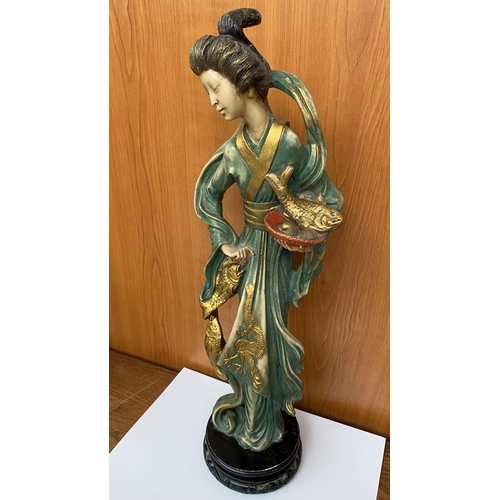 33 - Tall Chinese Green Resin Sculpture Lady Figure (47cm H.)