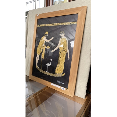 428 - Ancient Greek Mythology Themed Framed Painting 'G. Polyneices Offers Necklace to Epiphyle 460 B.C.' ... 