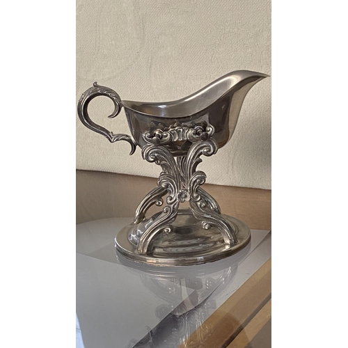 69 - Vintage Silver Plated Removable Tilting Gravy Boat with Warming Candle Stand