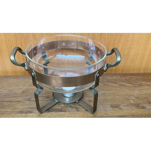 72 - Nilsjohan Sweden Copper Food Warmer with Glass Bowl