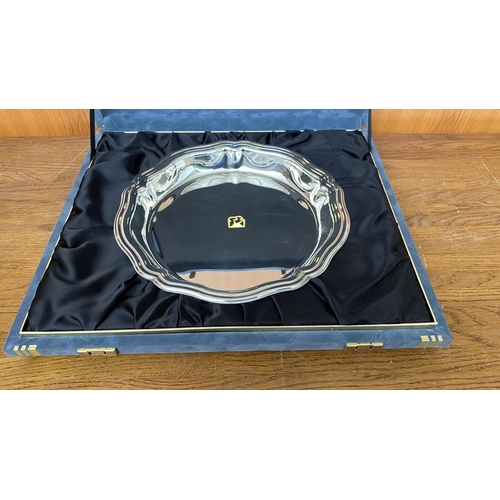 133 - Silver Plated Tray BCR in Original Box Presentation (23cm Diameter)