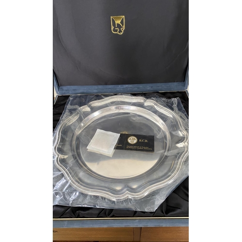 134 - Silver Plated Tray BCR in Original Box Presentation (40cm Diameter)