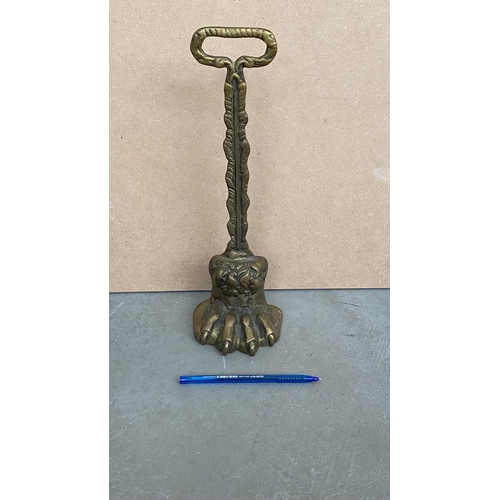 150 - Regency Claw Foot Brass Doorstop (32cm H.)