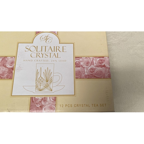 153 - Solitaire 12-Piece Crystal Tea Set (Unused, Boxed)