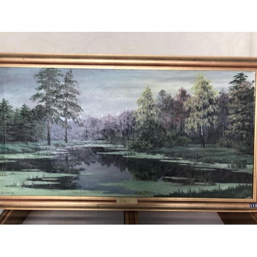 492 - 'Vesnik 90 Peterburg 1926-1990' Oil on Canvas Framed Painting Depicting Finland Hammina Forest (110 ... 