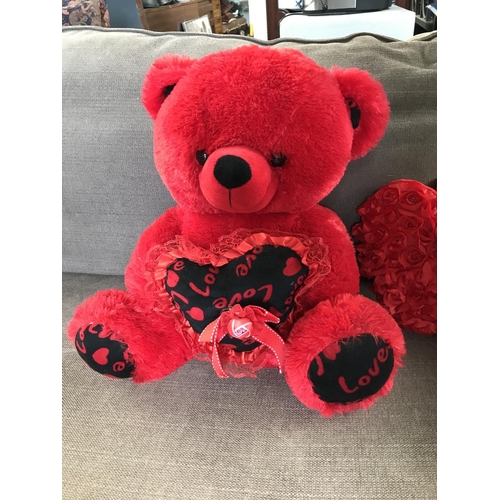 501 - Love Valentine's Red Teddy Bear with Love Pillow