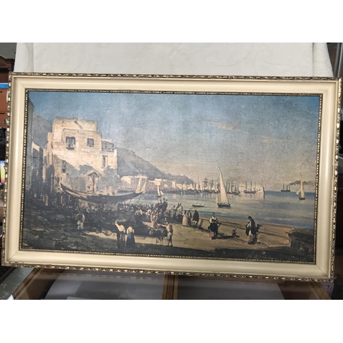 414 - Large Vintage Print on Board in Gilt Frame (117 x 70cm)