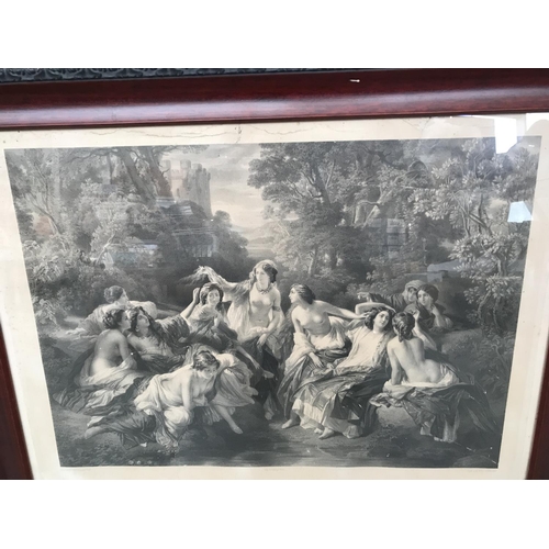 233 - Large Antique Circa 1852 'Florinda Surrounded by Her Female Companions Preparing to Bathe, King Rodr... 