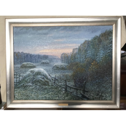 243 - Large Vintage Oil on Canvas Landscape Painting by Russian Painter 'Yrivaev' (Minor Defect Hardly Not... 