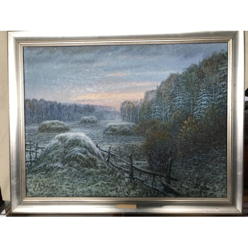 243 - Large Vintage Oil on Canvas Landscape Painting by Russian Painter 'Yrivaev' (Minor Defect Hardly Not... 