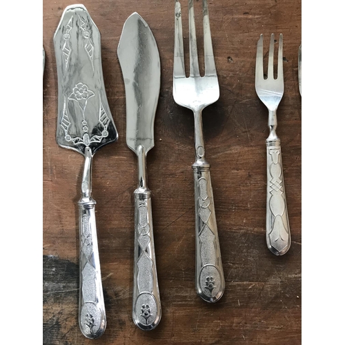 248 - Silver 800 Cutlery (x8pcs) and 2 Silver Plated Serving Cutlery