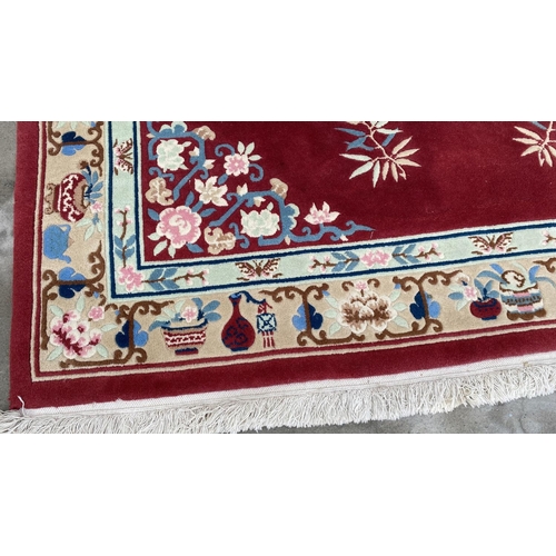 99 - Very Beautiful Hand Knotted Wool Chinese Rug with Flower Border (Unused - 280 x 172cm)