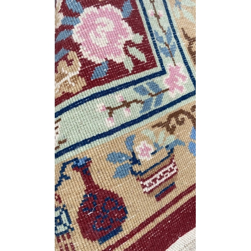 99 - Very Beautiful Hand Knotted Wool Chinese Rug with Flower Border (Unused - 280 x 172cm)