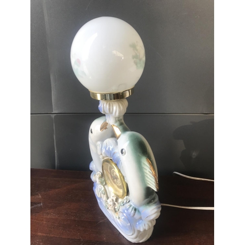 174 - Ceramic Dolphins Clock - Table Lamp